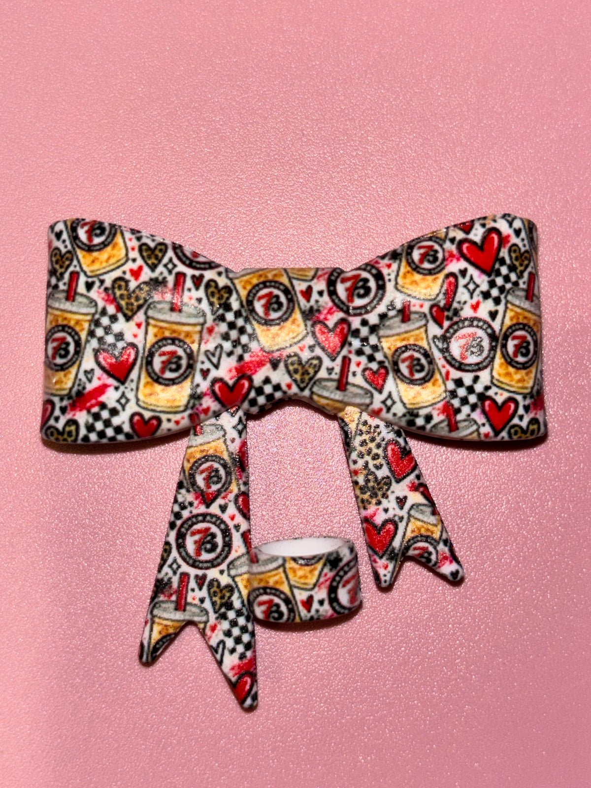 7 Brew Red Hearts & Leopard Checkerboard - Bow
