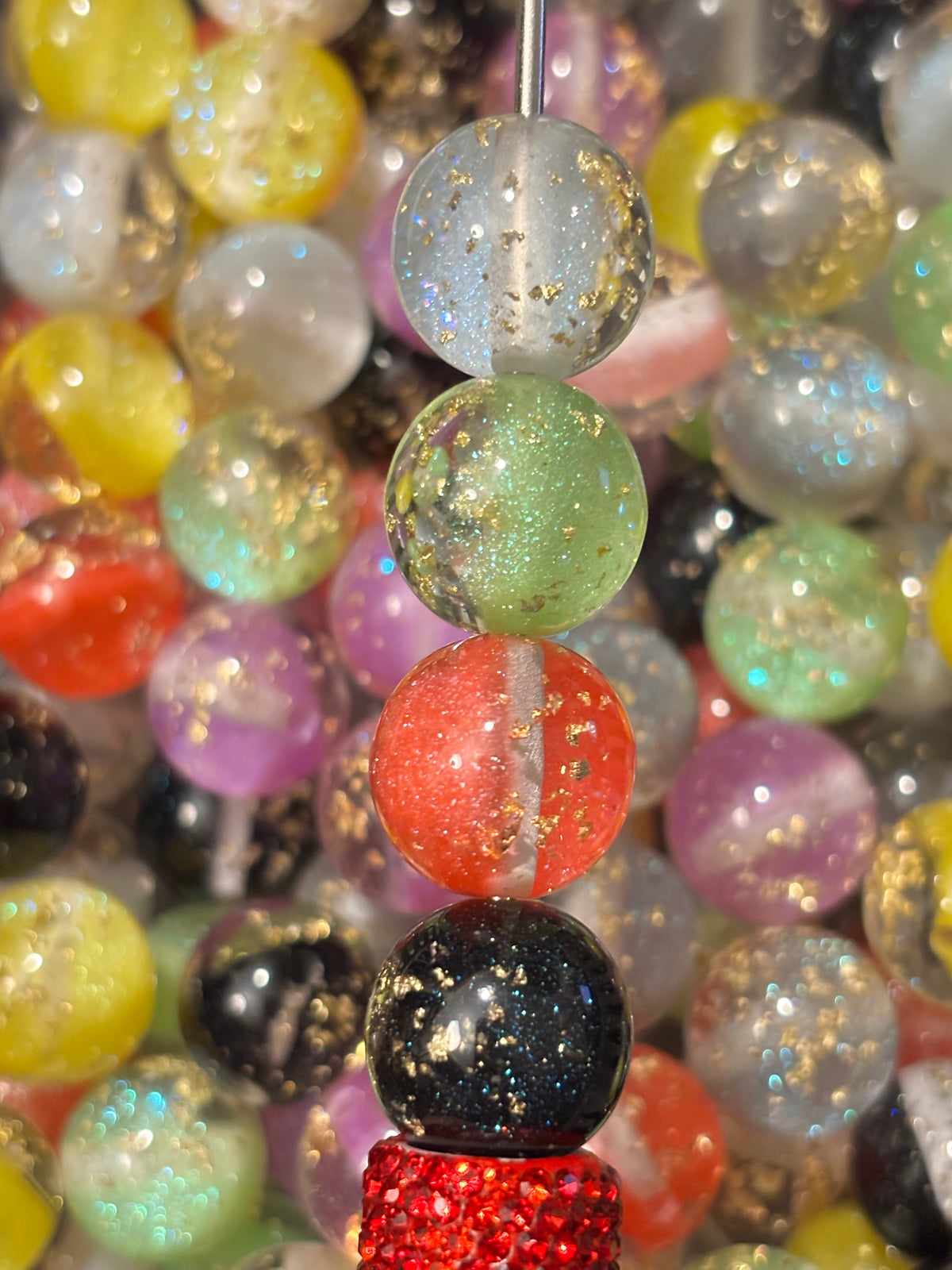 Multicolor Gold Fleck Round - 16 Beads (10pcs)