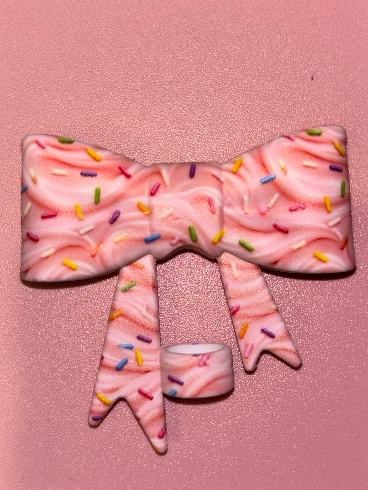 Pink Frosting & Rainbow Sprinkles - Bow