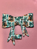 Horses Teal Sunflowers & Leopard Hearts - Bow