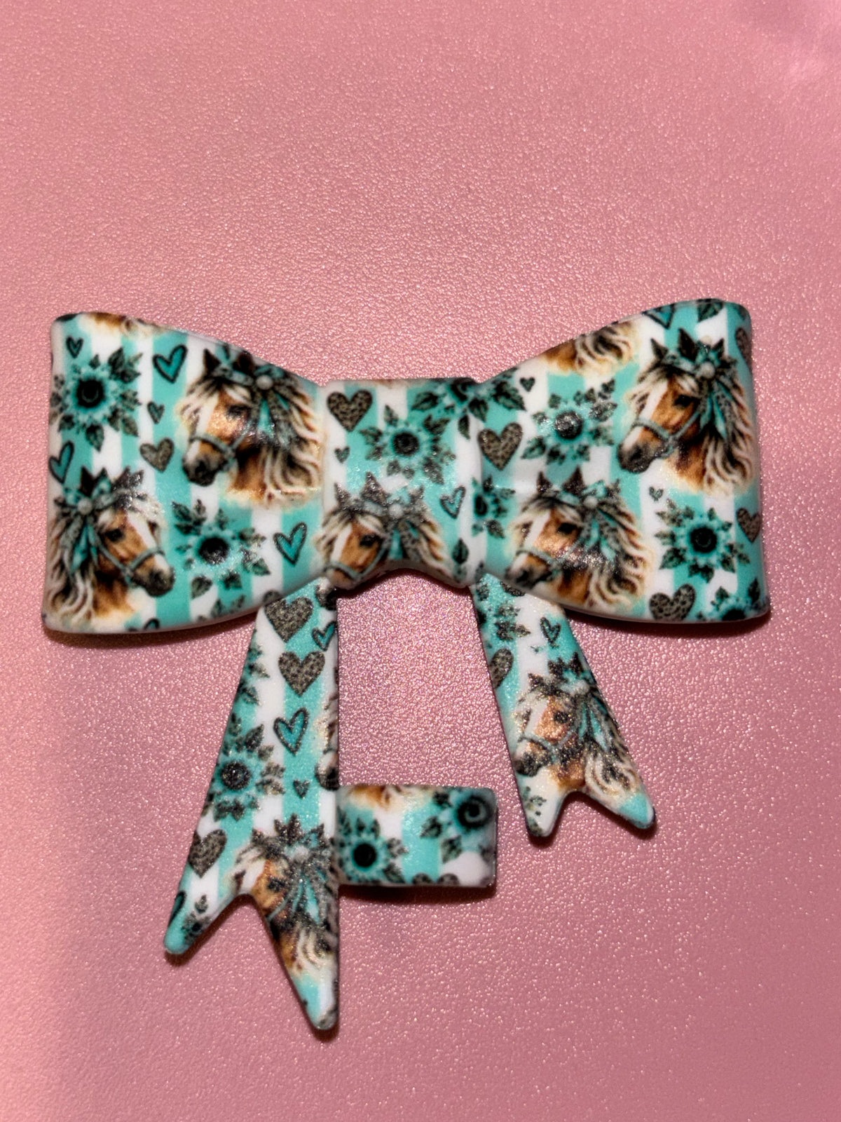 Horses Teal Sunflowers & Leopard Hearts - Bow
