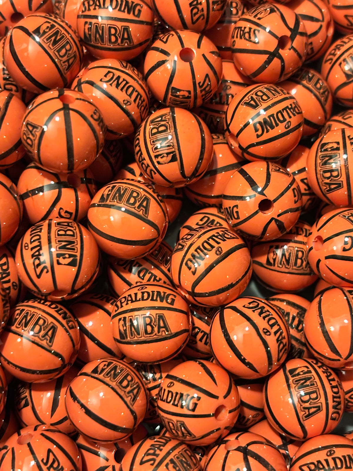 Orange Basketball Round Beads (10pcs)