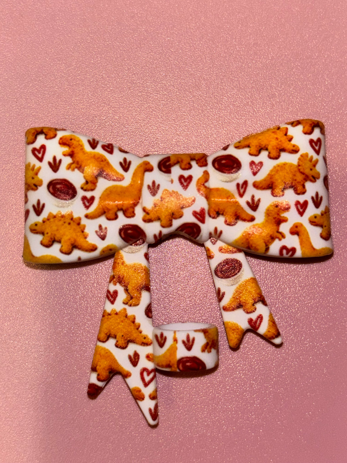 Dino Nuggets & Ketchup Hearts - Bow
