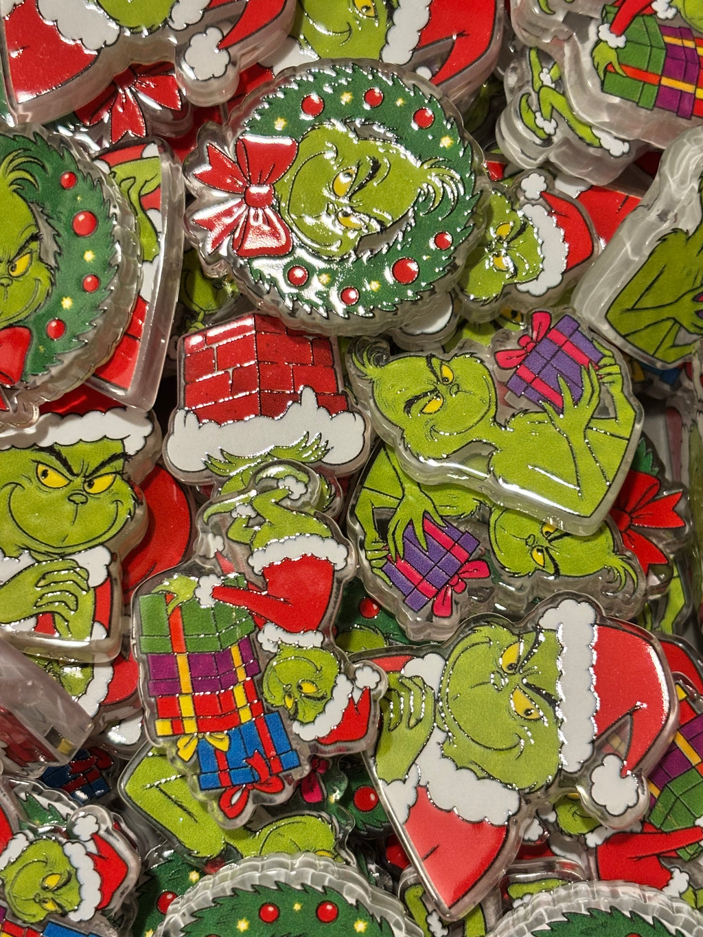 Grinch Christmas Wreath & Santa Large Size Beads - Mix Pack (5pcs)