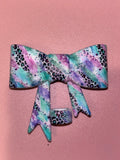 Pastel Teal Pink & Purple Leopard Swirls - Bow