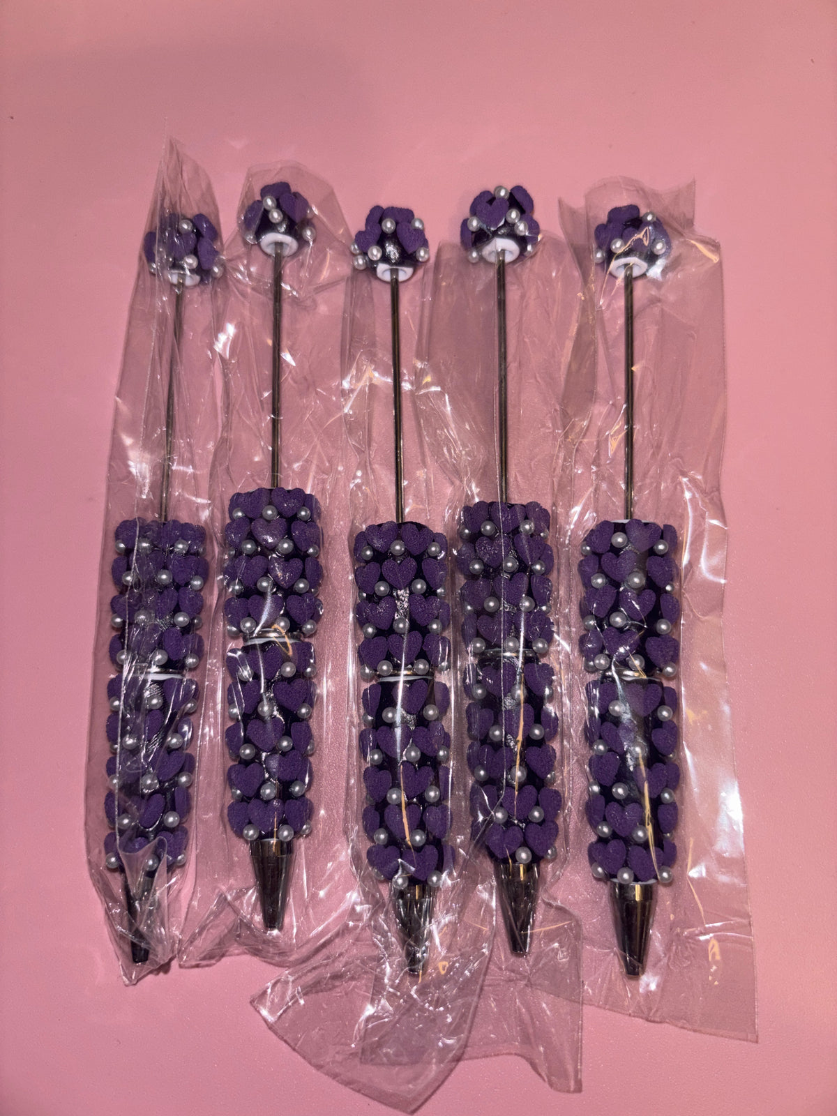 Purple Fuzzy Heart Pen