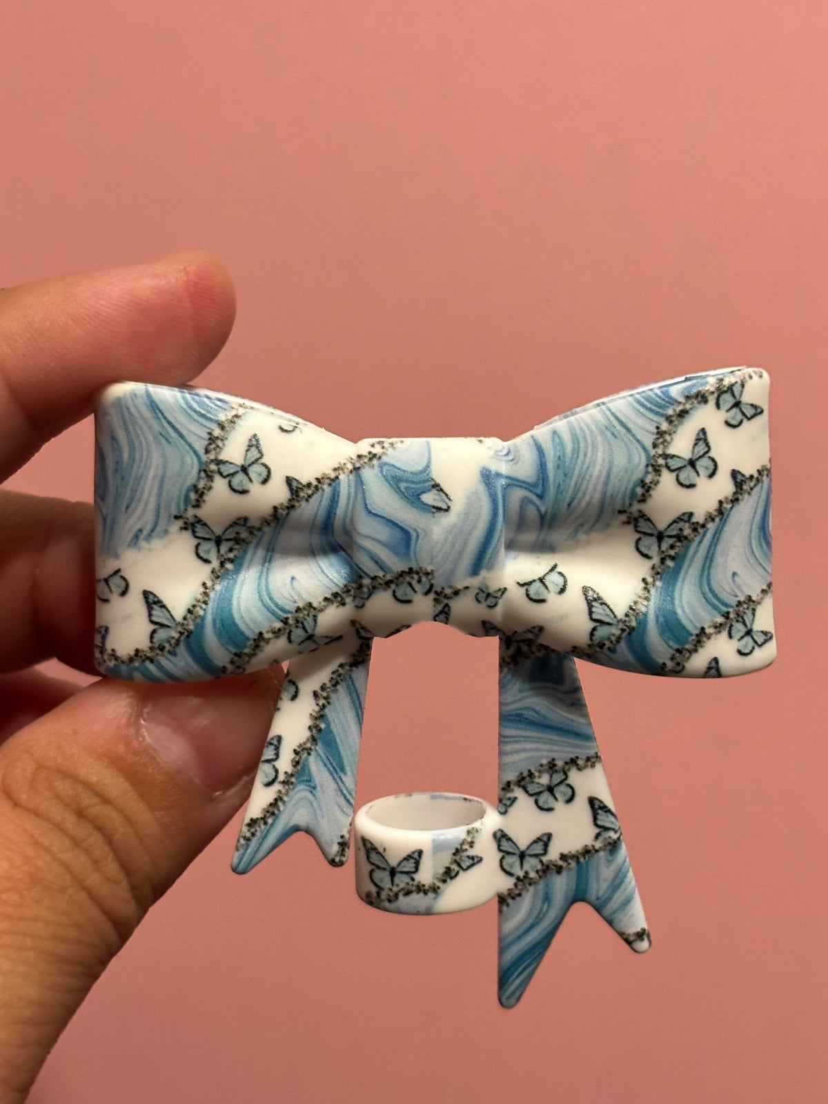 Blue Marble & Butterflies - Bow