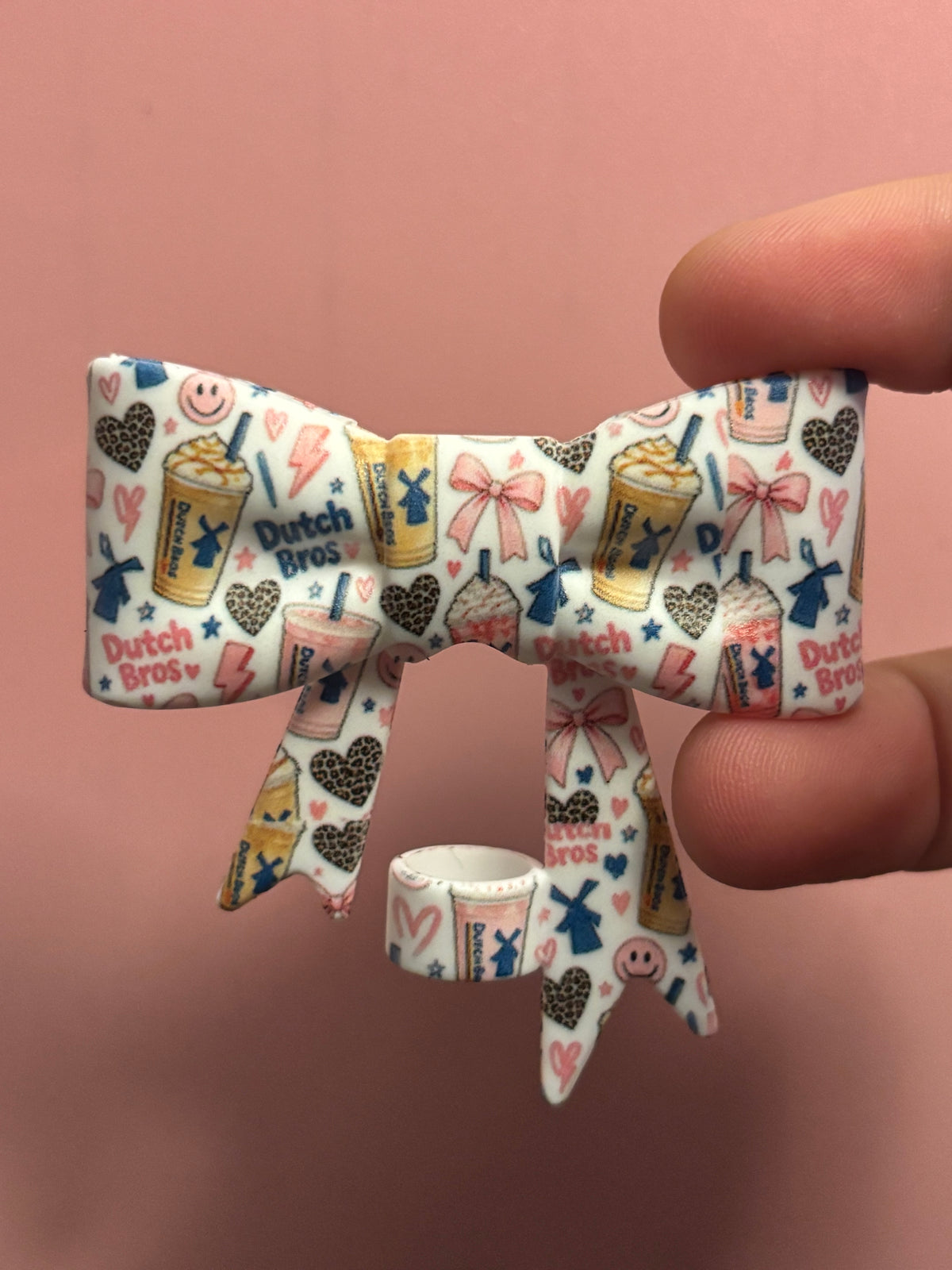 DB Coffee Pink Bows & Leopard Hearts - Bow