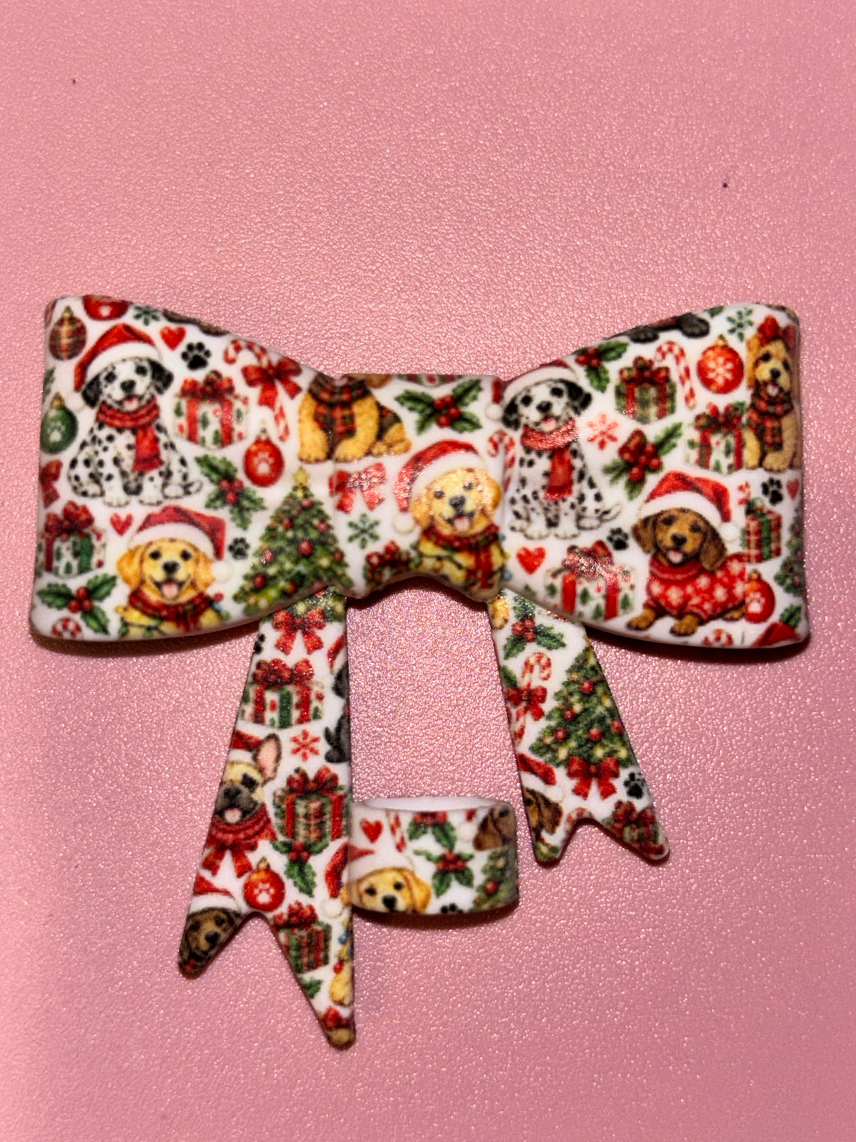 Christmas Puppies Santa Hats & Presents - Bow