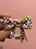 Taco Bell Checkerboard & Pink Hearts - Bow