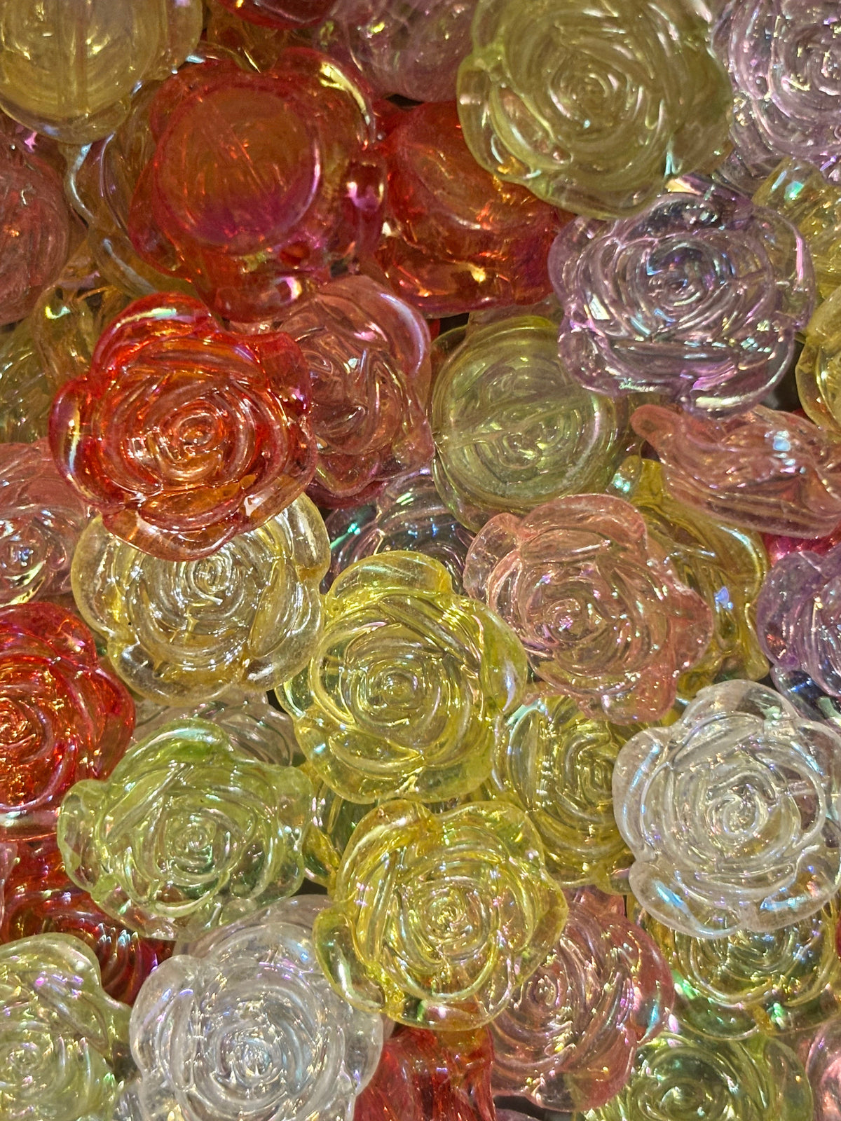 Multicolor Iridescent Rose Flower Beads (5pcs) - NOT FOR PENS SMALL HOLE