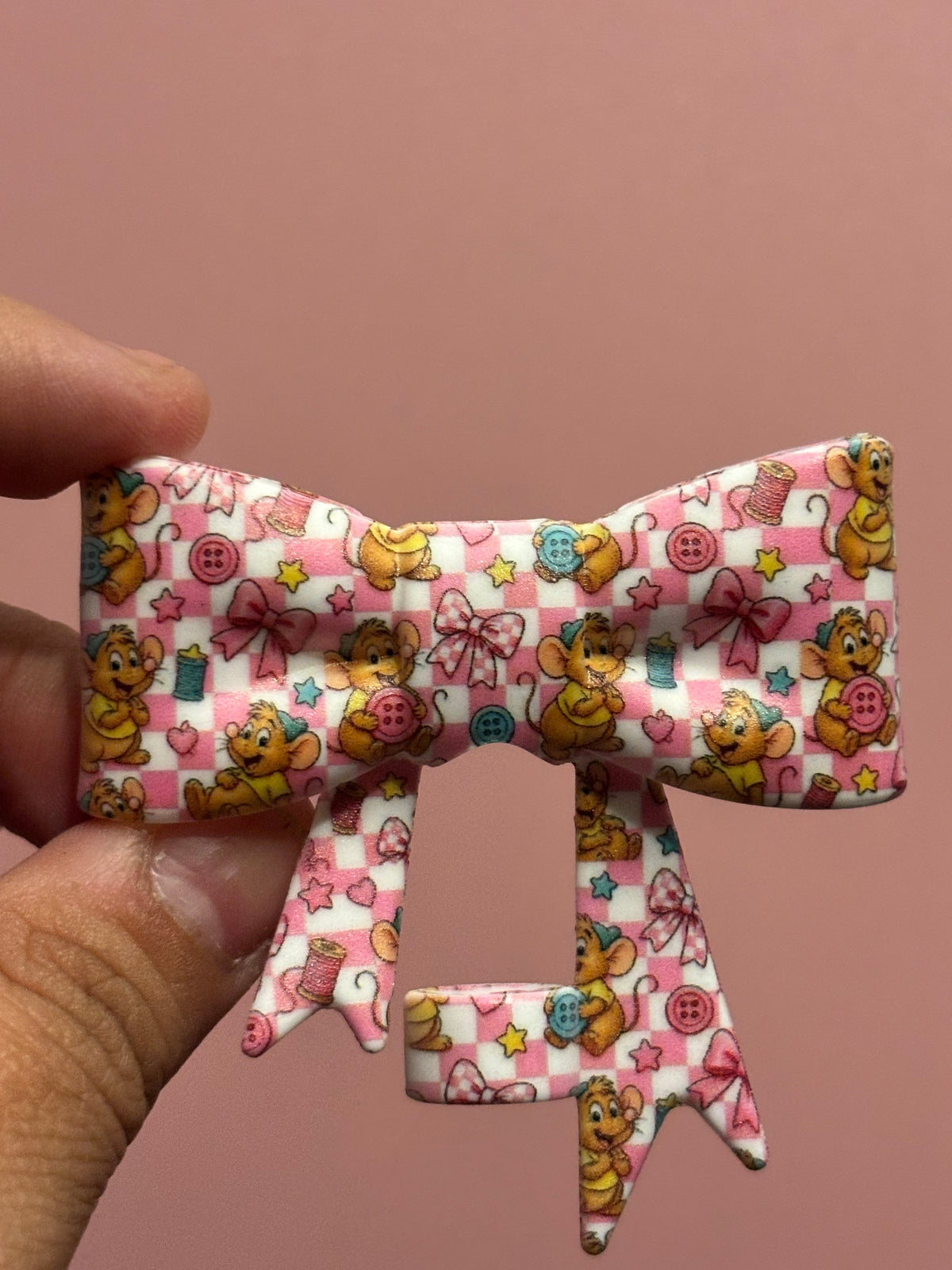 Gus Gus Buttons & Pink Checkerboard - Bow