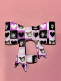 Kuromi Purple Checkerboard Hearts - Bow