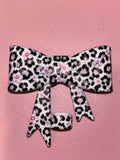 Black Leopard Spots & Pastel Pink Purple Flowers - Bow