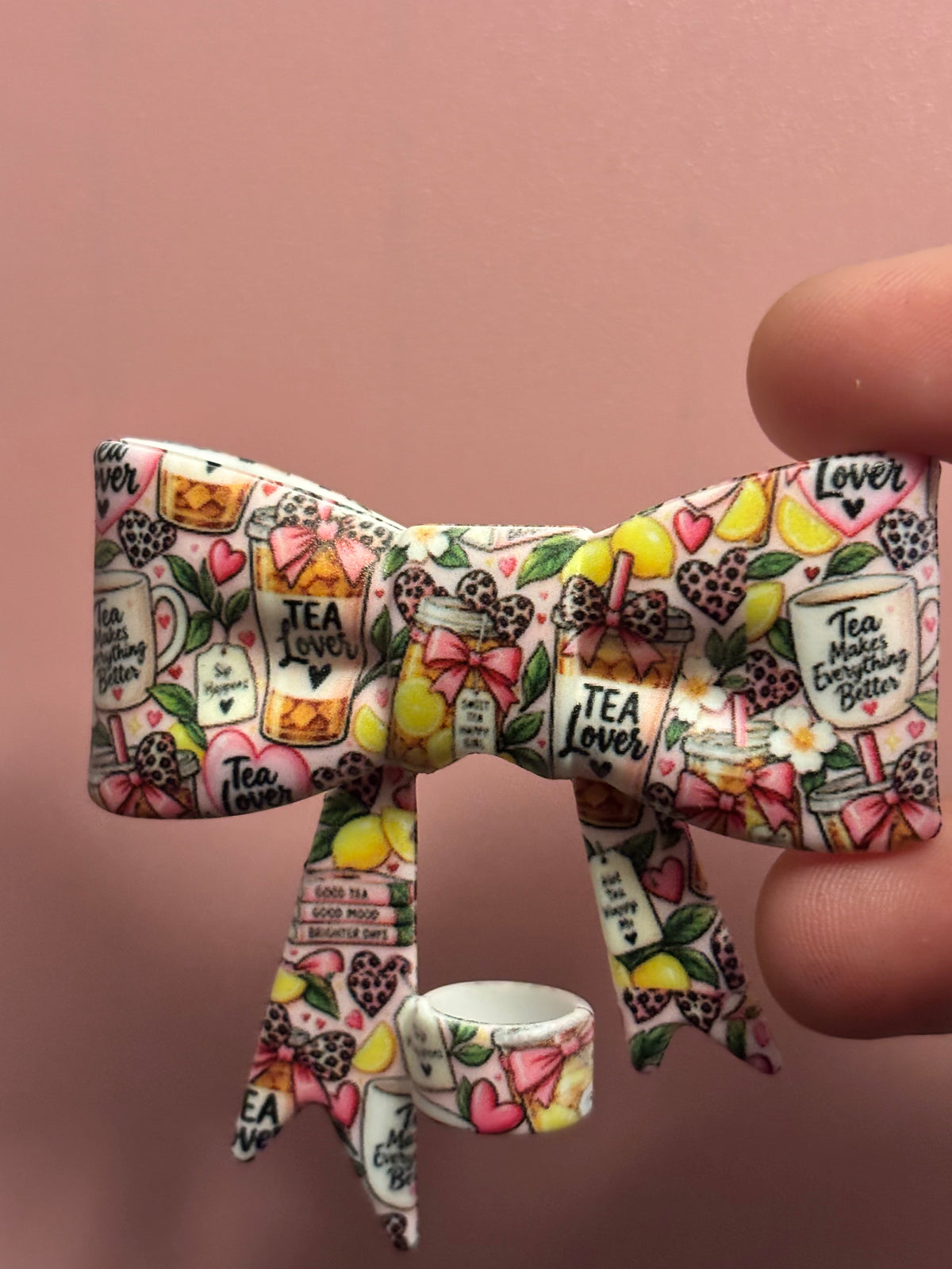 Tea Lover Lemons & Pink Bows - Bow