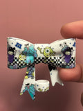Monsters Inc Sulley Mike & Boo Checkerboard - Bow