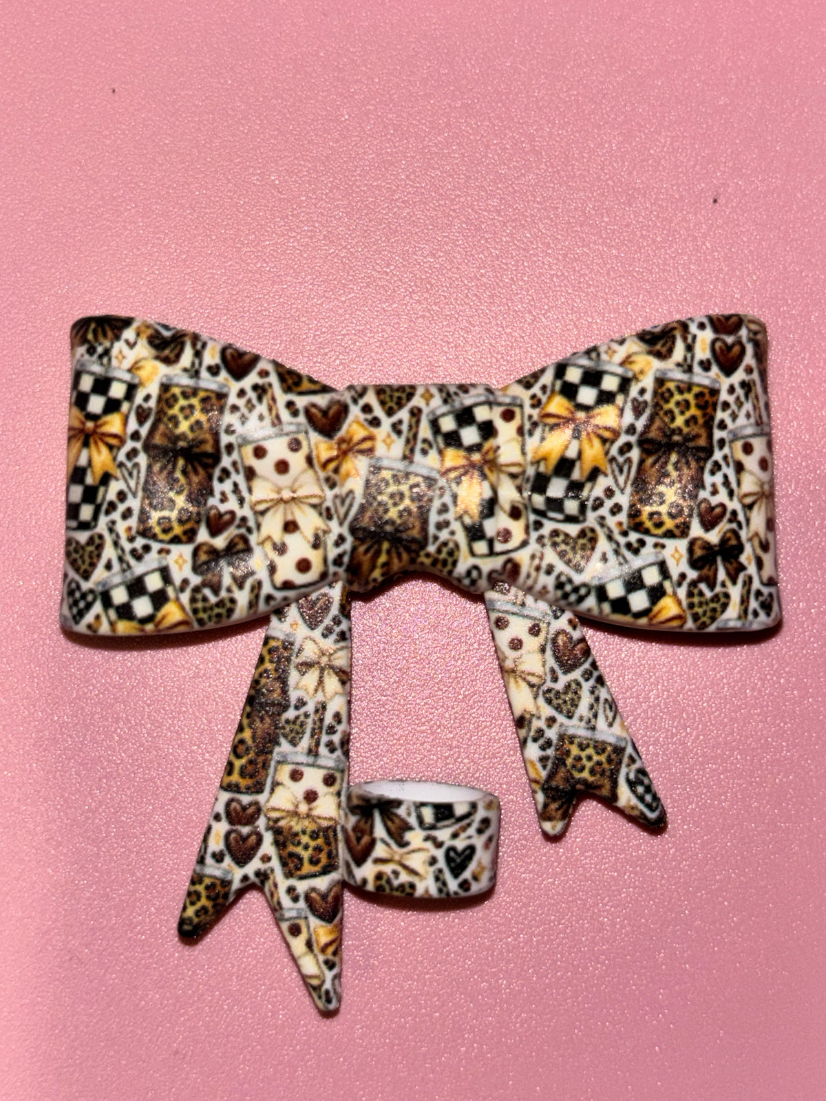 Leopard Checkerboard Tumblers & Neutral Bows - Bow