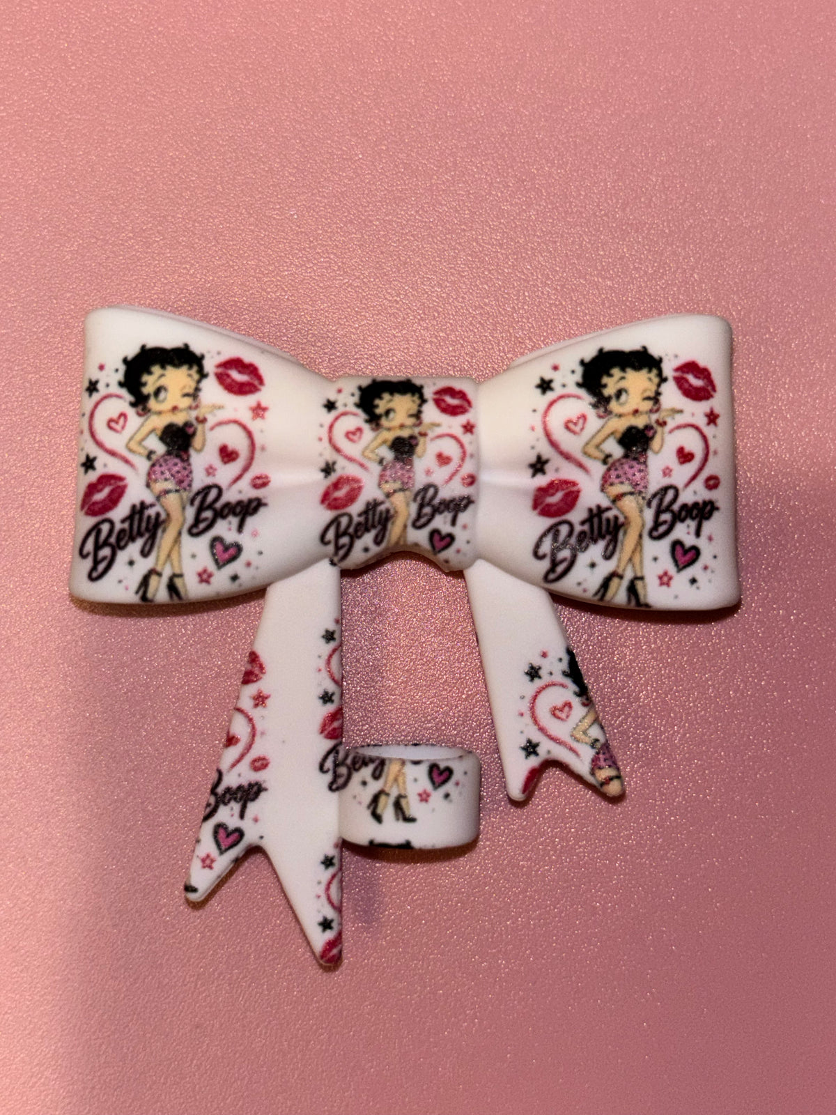 Betty Boop Pink Hearts & Kisses - Bow