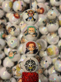 One Piece White Shimmer Beads 16mm (10pcs)