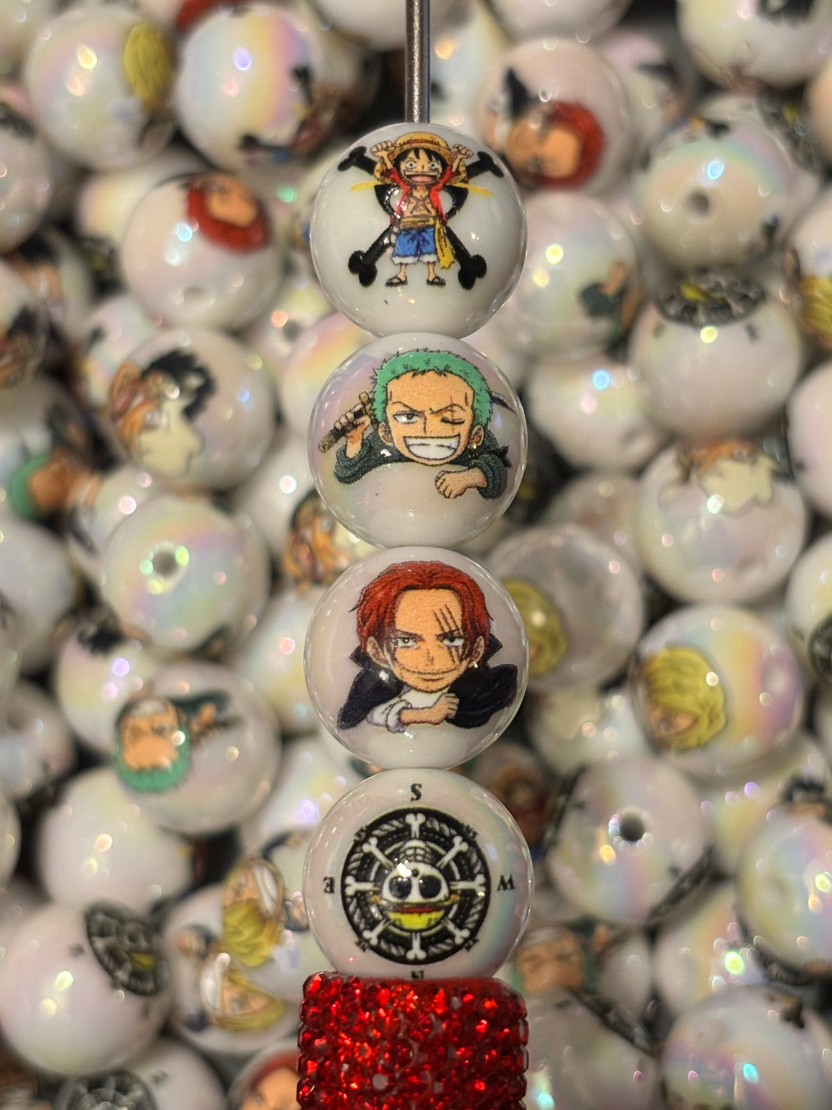 One Piece White Shimmer Beads 16mm (10pcs)