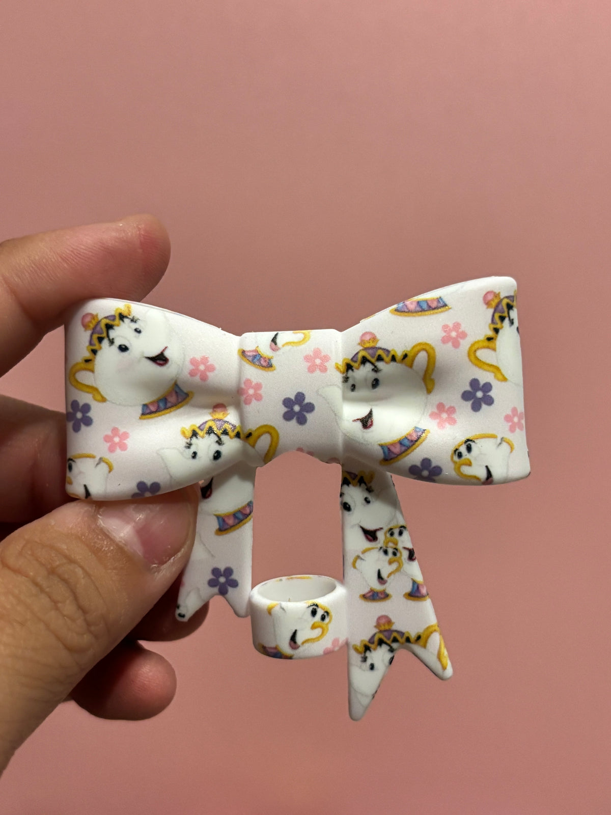 Mrs. Potts & Chip Pink & Purple Flowers - Bow