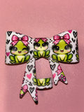 Cute Green Frogs Pink Bows & Hearts - Bow