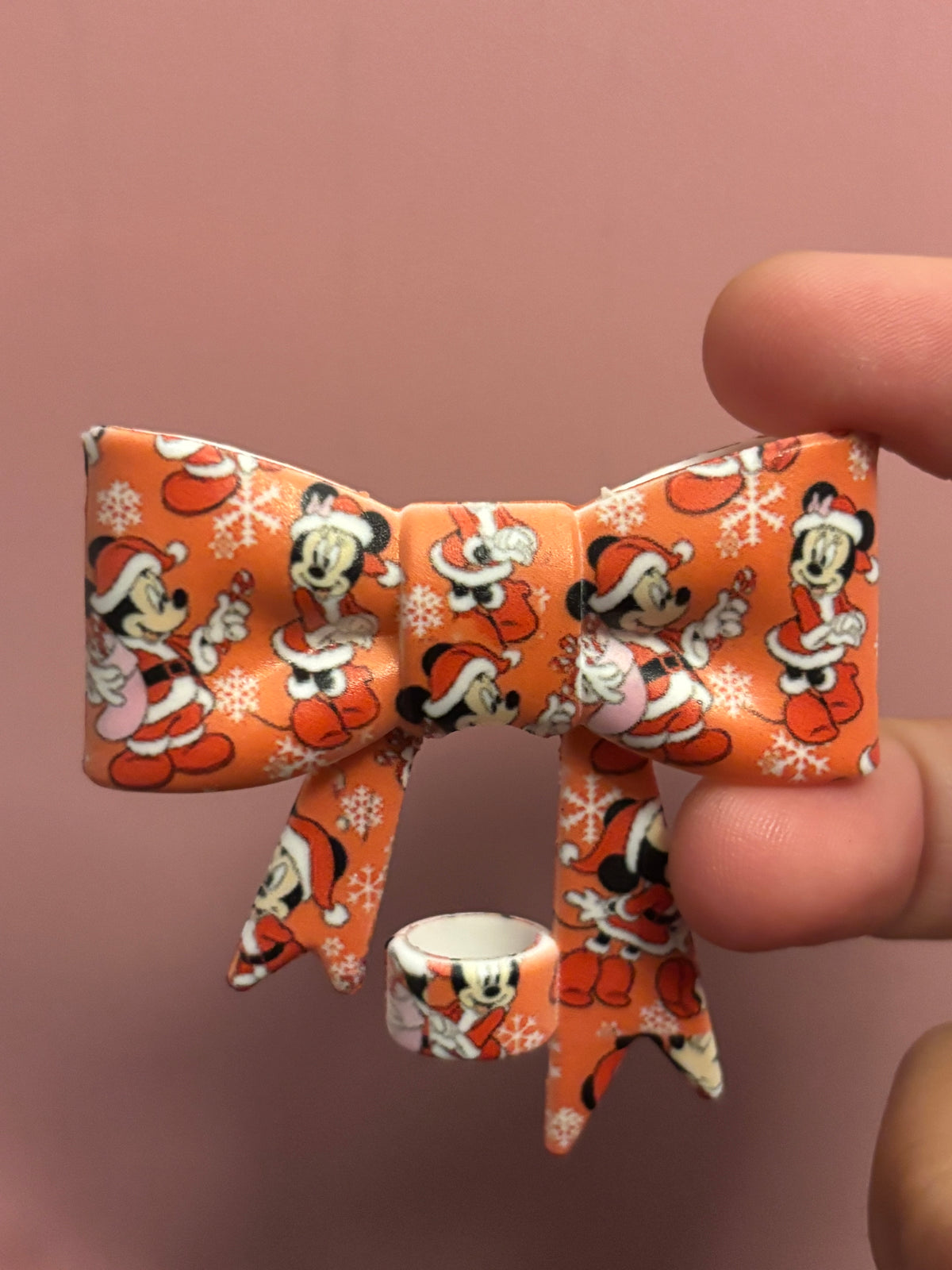Mickey & Minnie Santa Orange - Bow