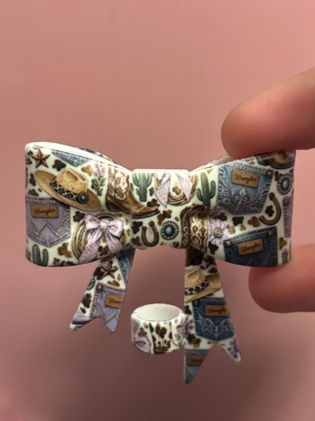 Western Denim & Lavender Bows - Bow