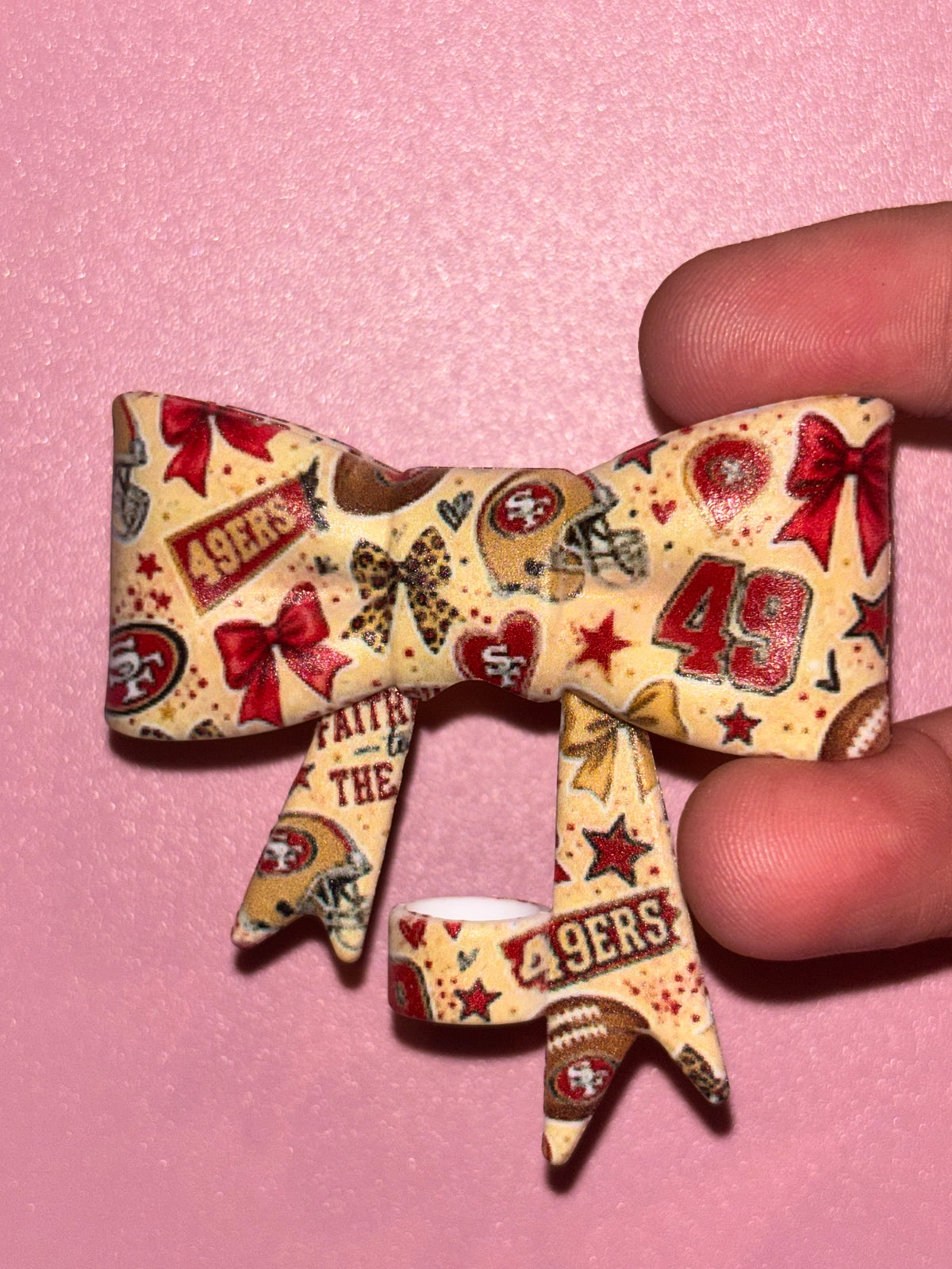 San Francisco 49ers Cream & Leopard Bows - Bow