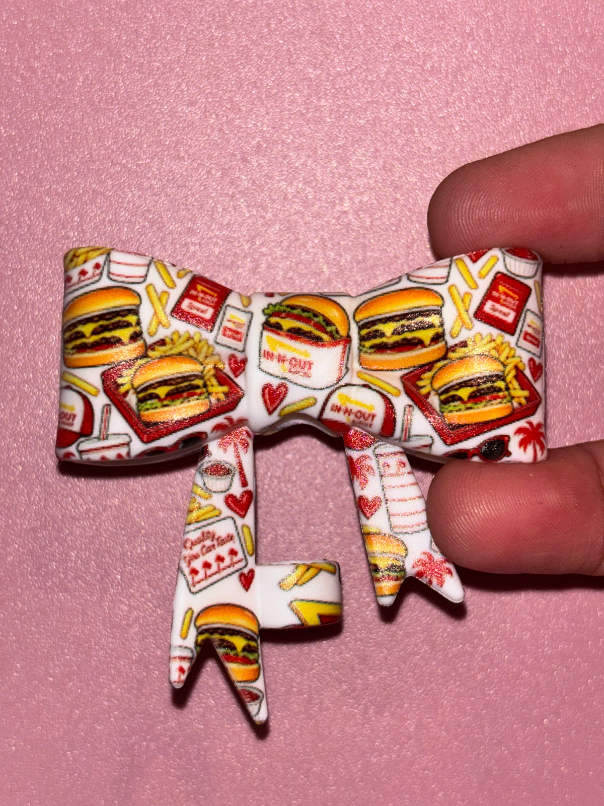 In-N-Out Burgers Fries & Red Hearts - Bow