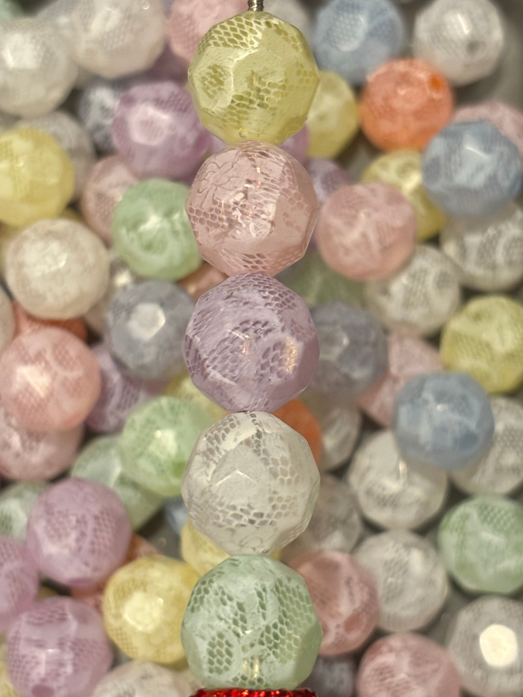 Pastel Floral Lace Faceted Beads - Mix (10pcs)
