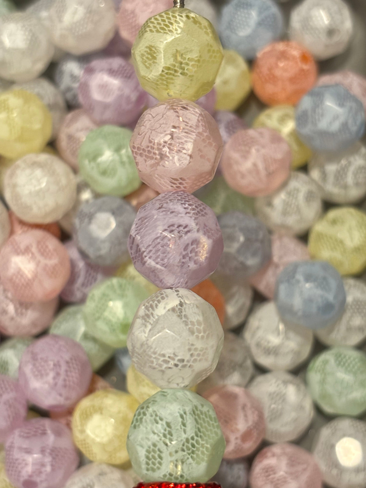 Pastel Floral Lace Faceted Beads - Mix (10pcs)