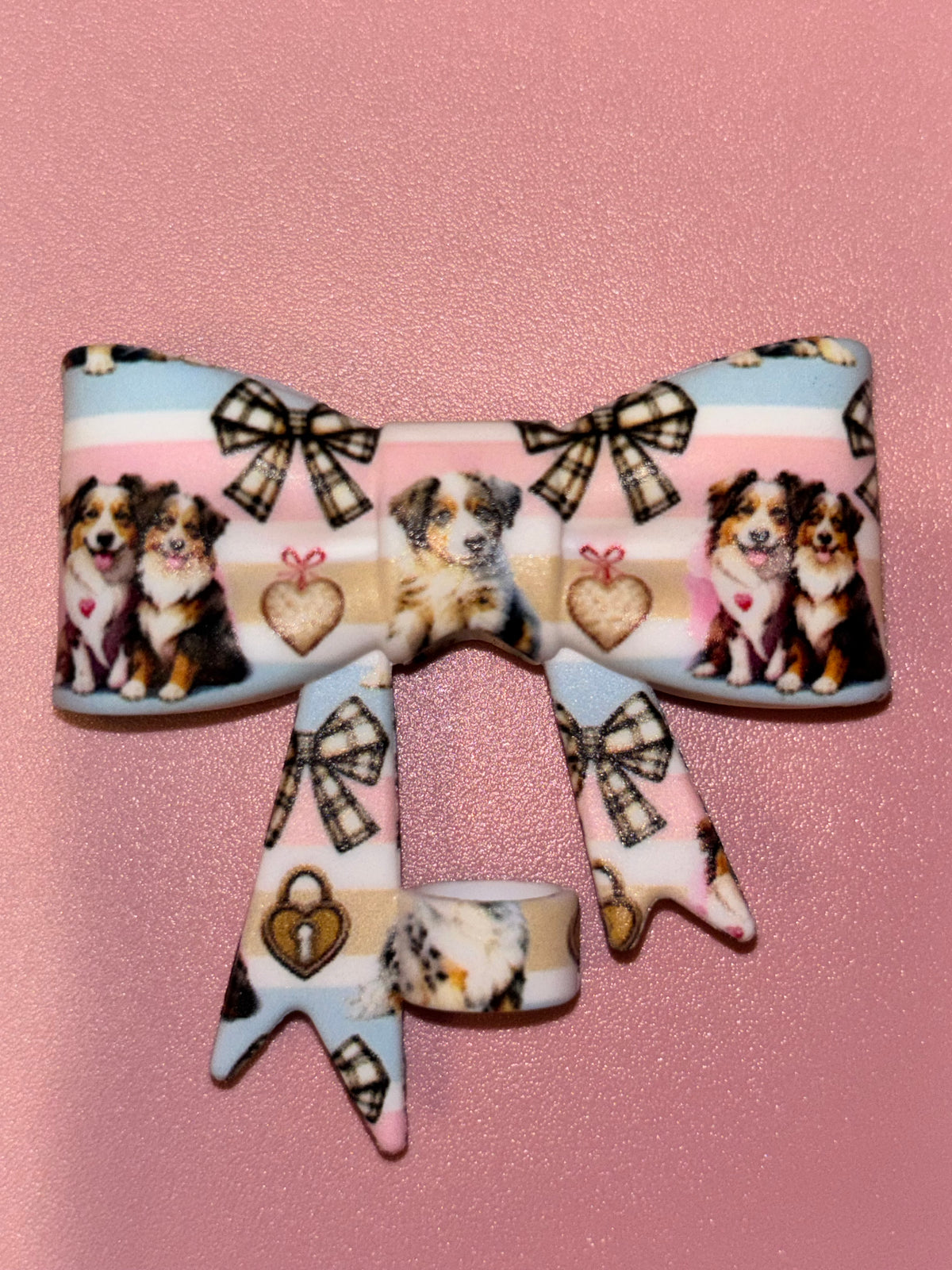 Puppies Plaid Bows & Pastel Stripes - Bow