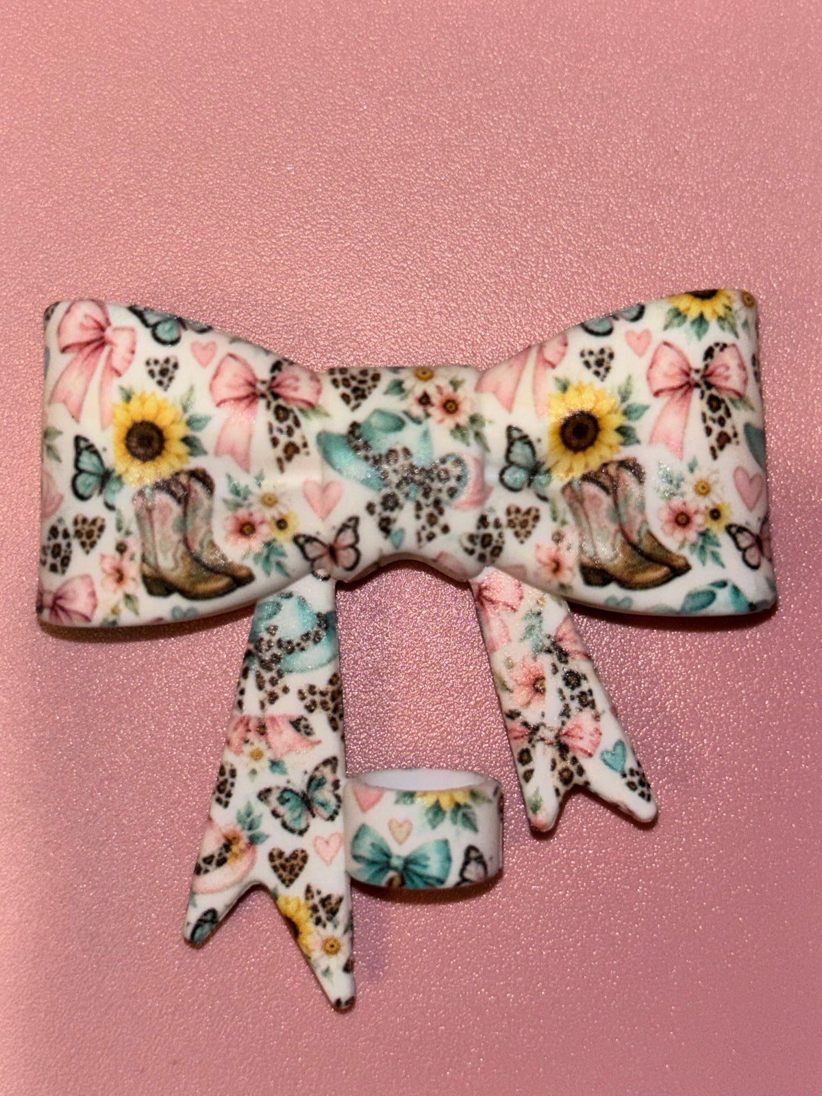Cowboy Boots Sunflowers & Pastel Bows - Bow