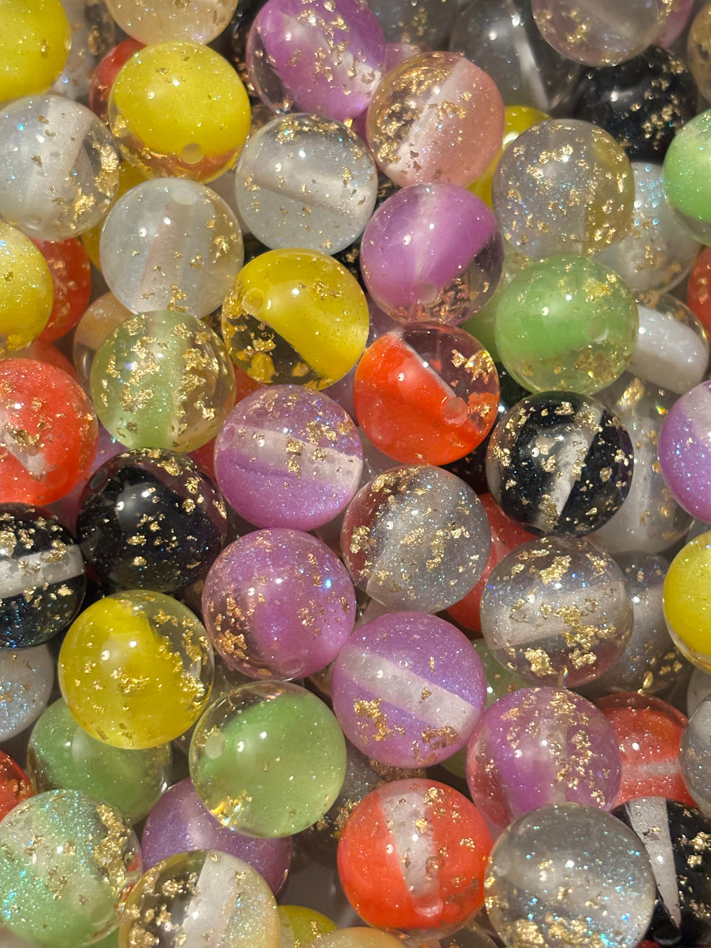 Multicolor Gold Fleck Round - 16 Beads (10pcs)