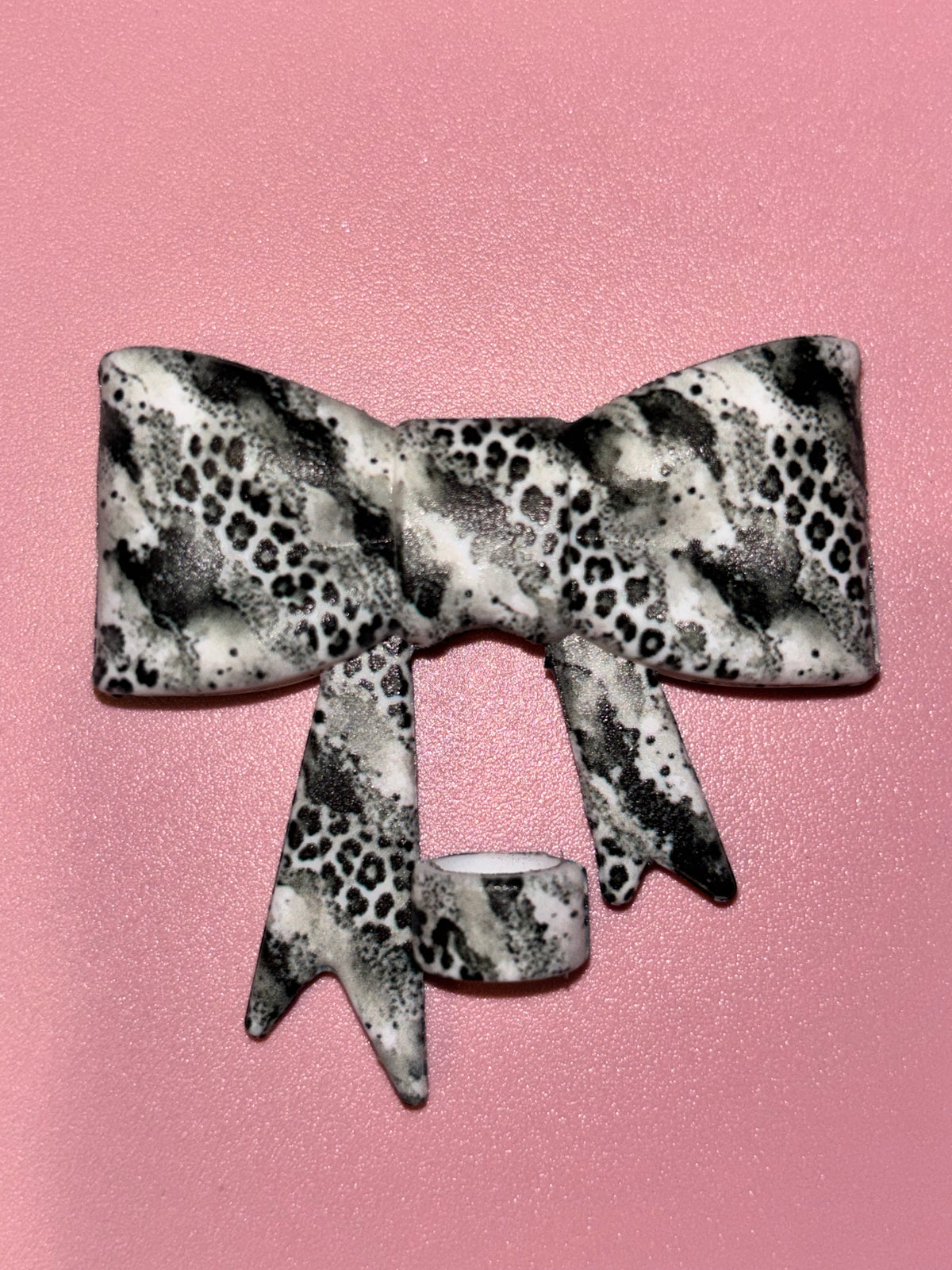 Black & Gray Leopard Swirls - Bow