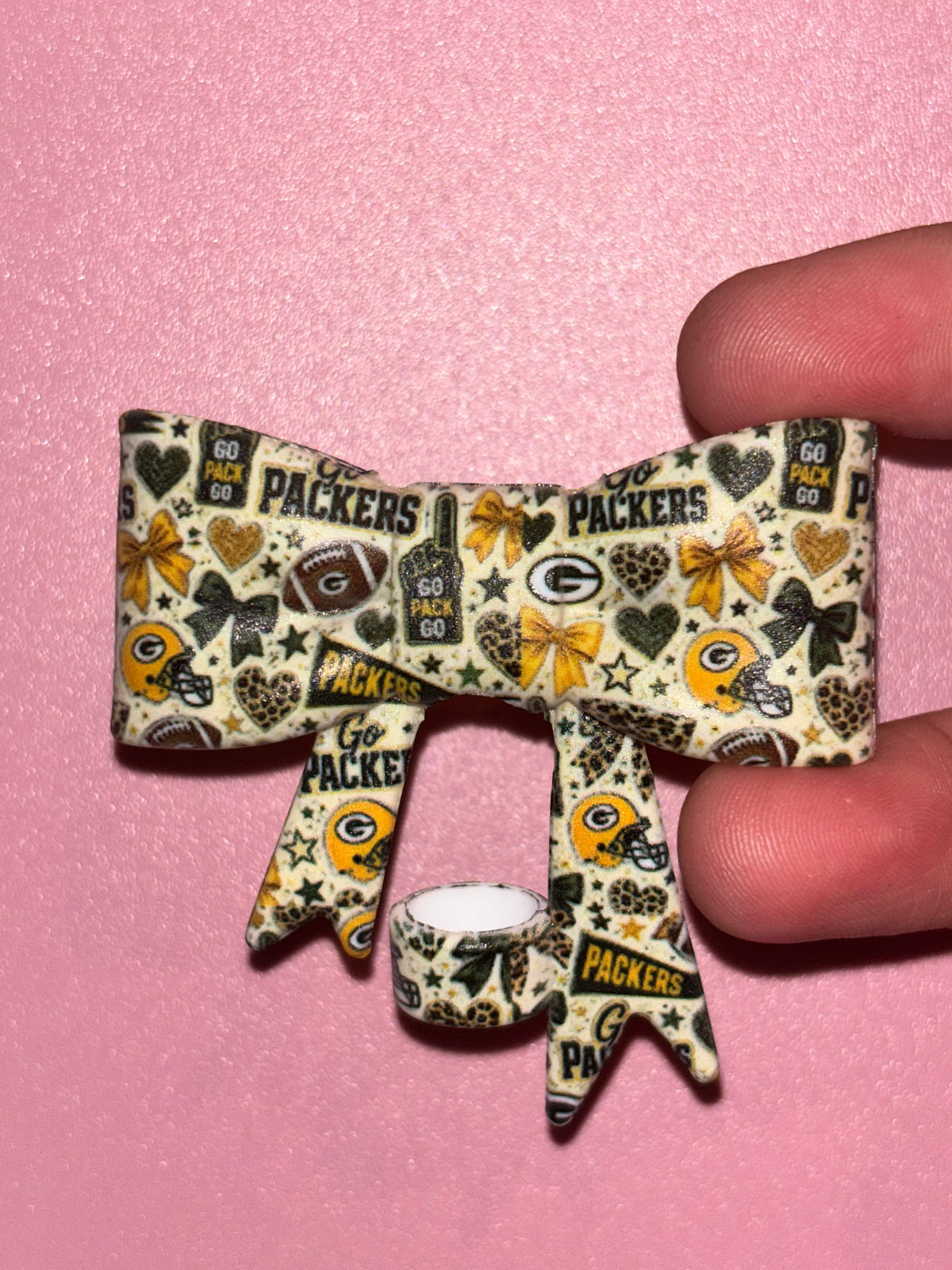 Green Bay Packers Leopard Hearts & Bows - Bow