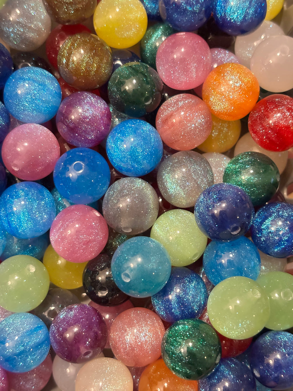 Multicolor Glitter Round - 16mm beads (10 pcs)