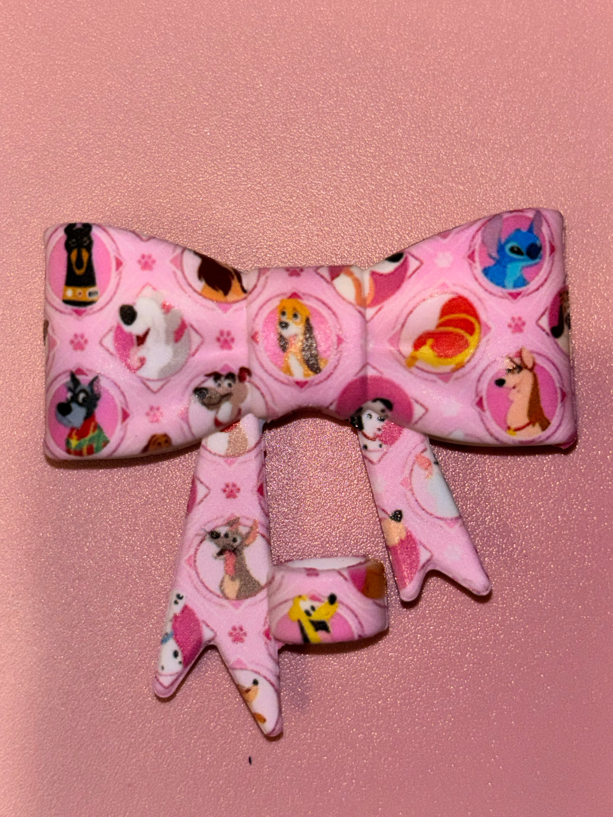 Disney Dogs & Stitch Pink Portraits - Bow