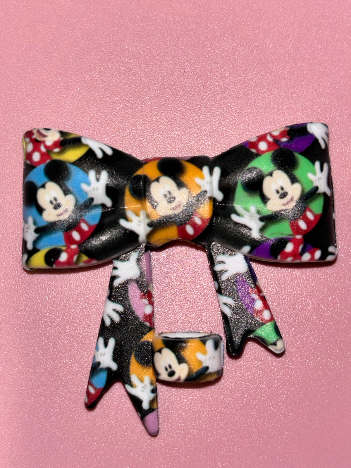 Mickey Mouse Colorful Circles Black - Bow