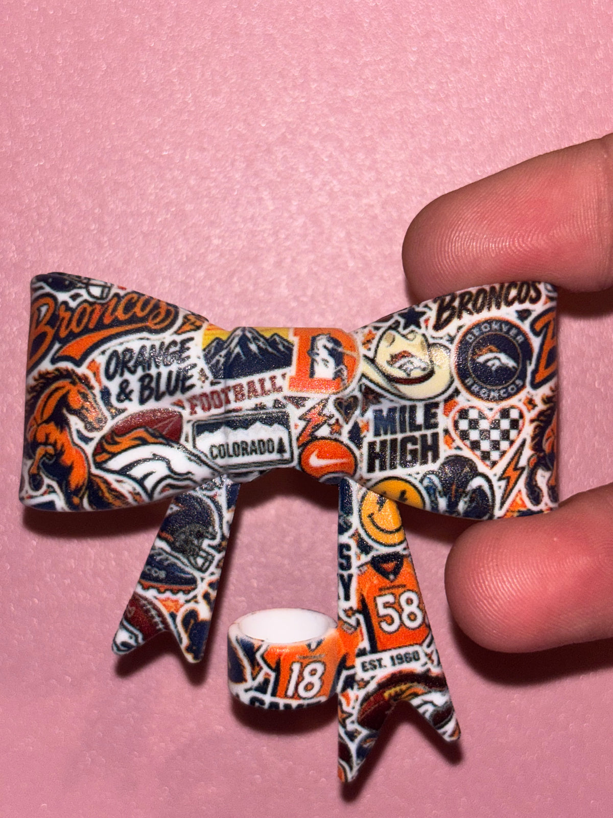 Denver Broncos Orange & Blue Collage - Bow