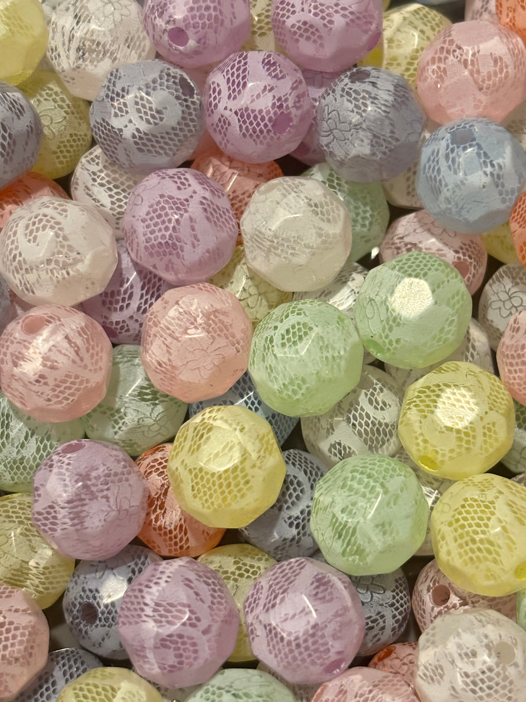 Pastel Floral Lace Faceted Beads - Mix (10pcs)