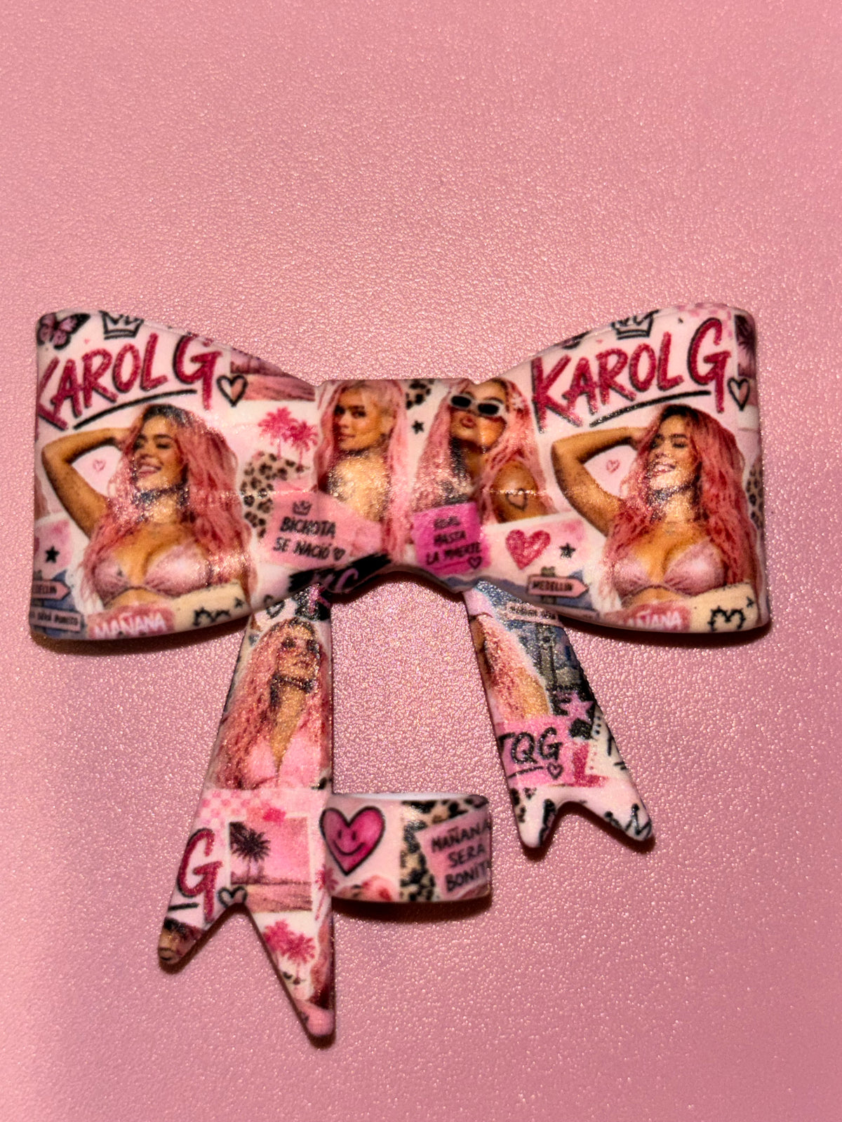 Karol G Pink Bichota Portrait Collage - Bow
