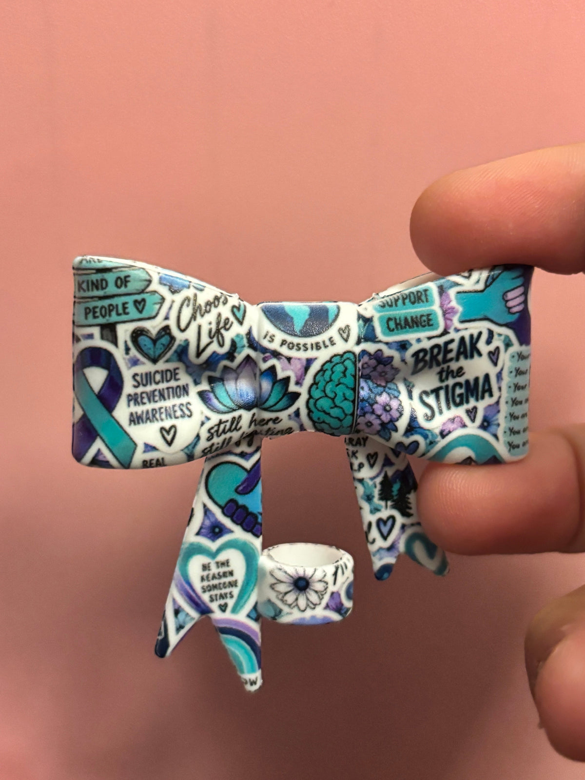 Teal & Purple Awareness Bow