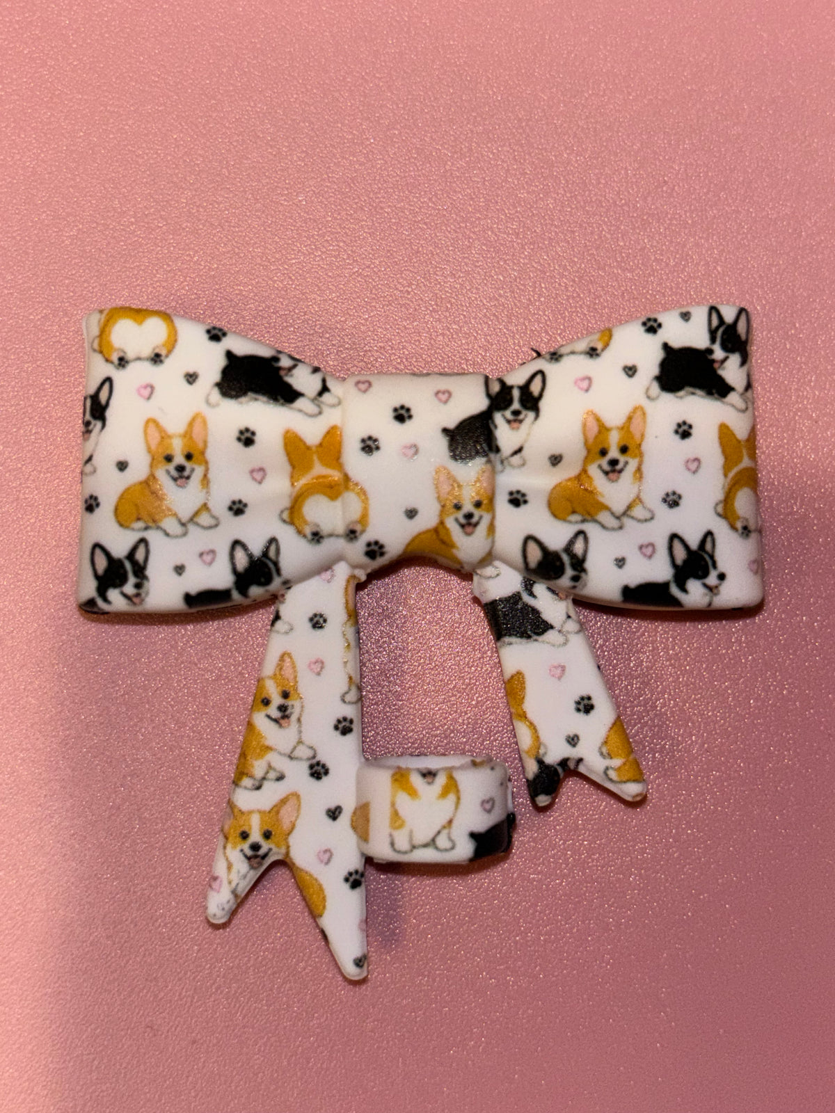 Corgis Paw Prints & Hearts - Bow