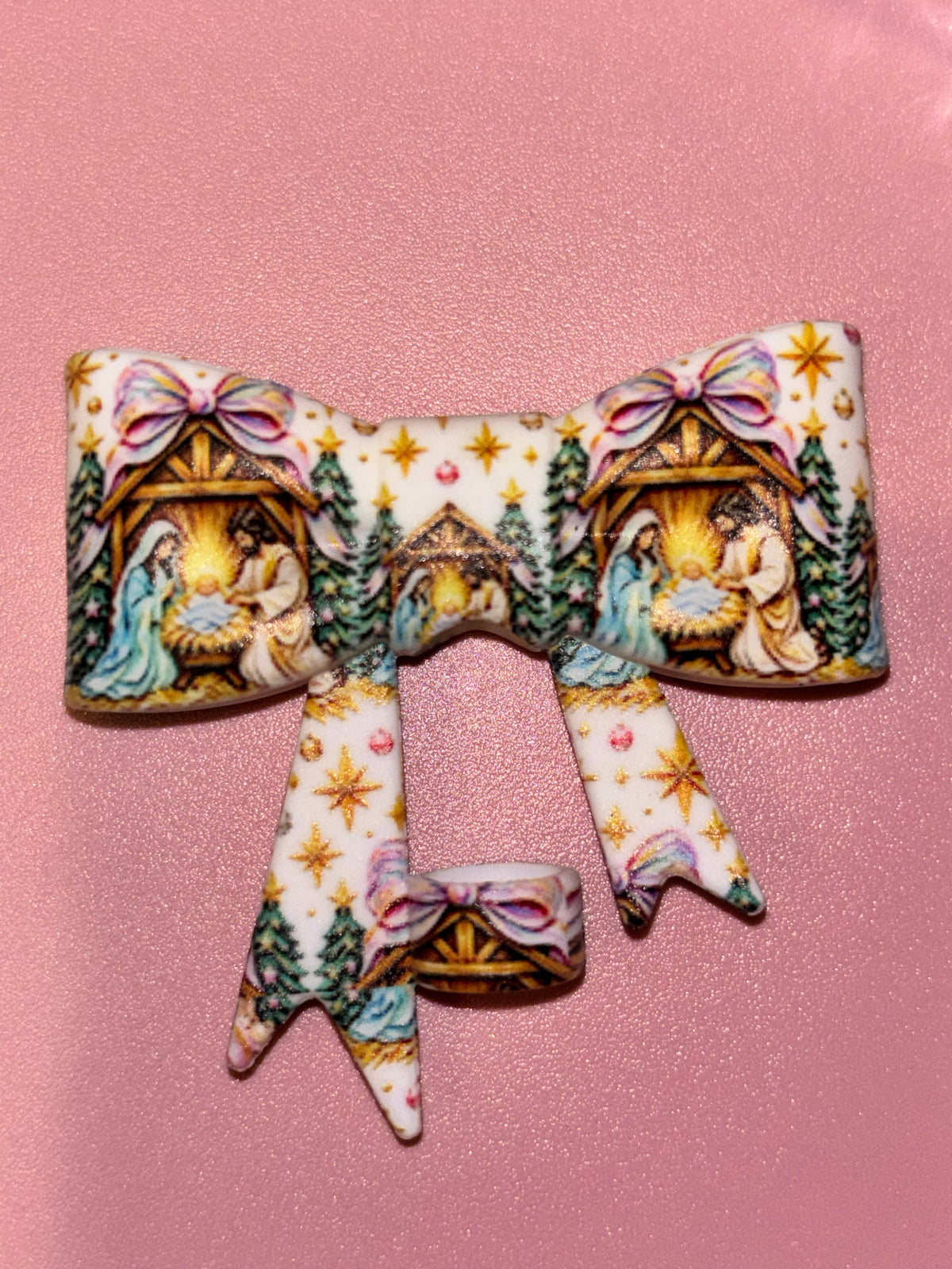 Christmas Nativity Stars & Pastel Bows - Bow