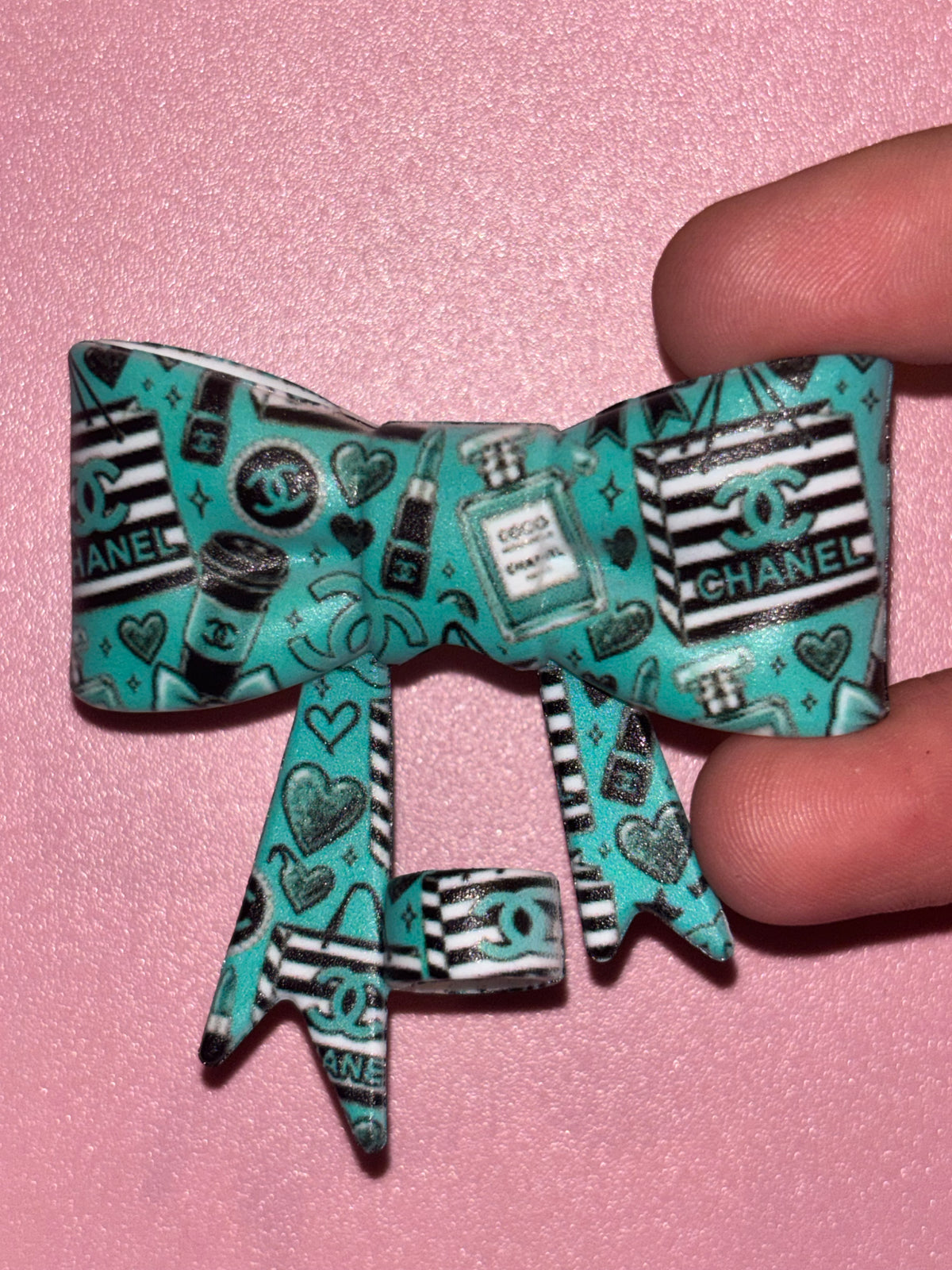 CC Teal Shopping Bags & Perfume - Bow
