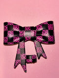 Hot Pink Leopard & Black Checkerboard - Bow