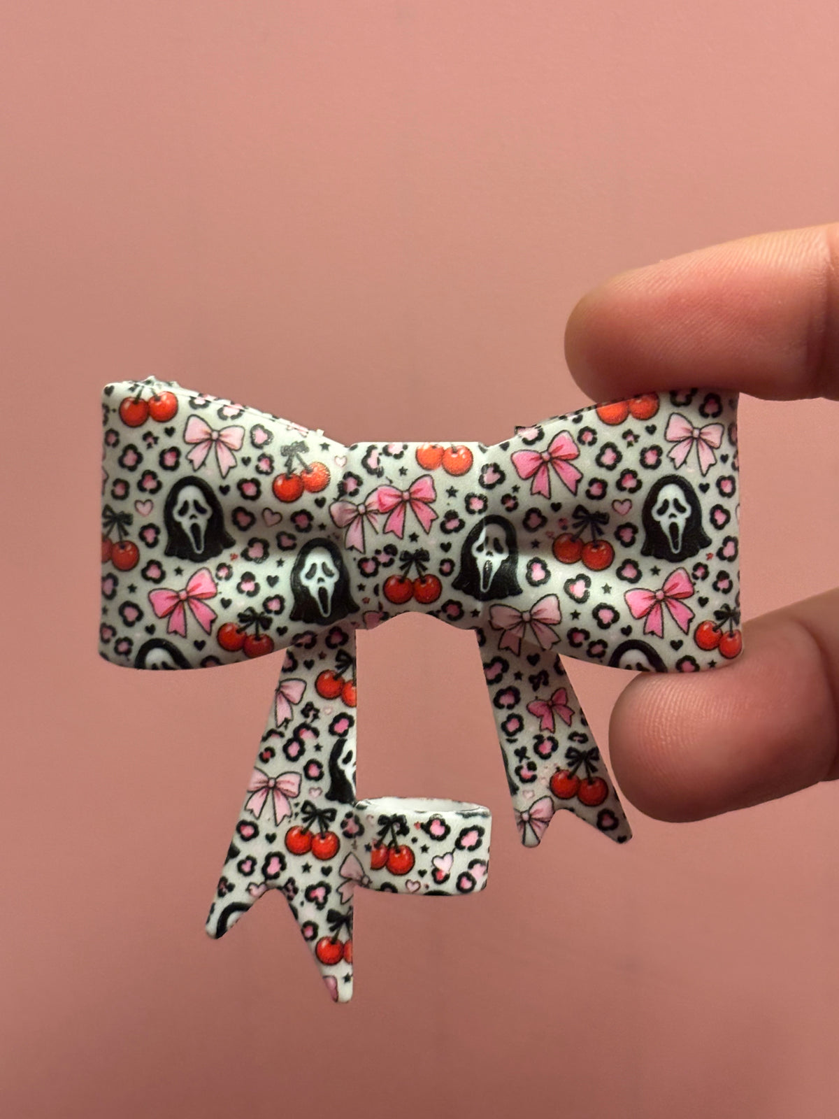 Ghostface Cherries & Pink Leopard Bows - Bow