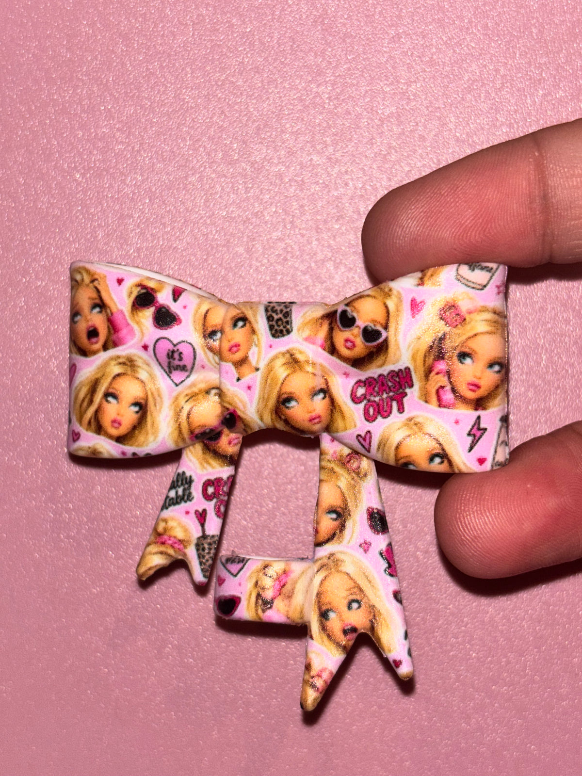 Blonde Doll Crash Out Pink - Bow